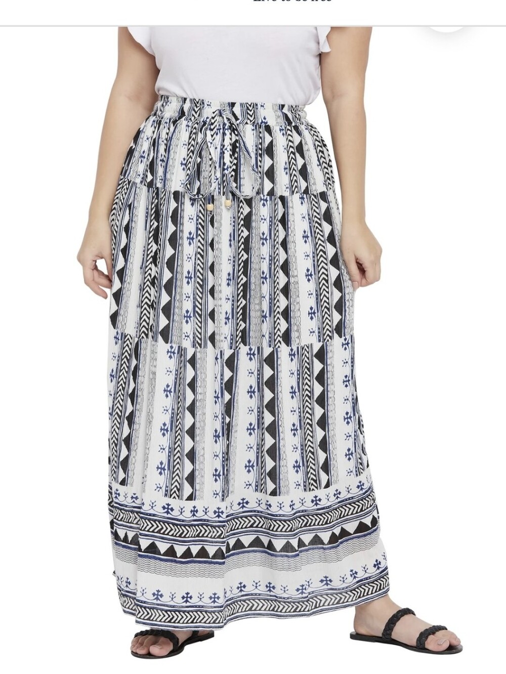 Gypsie Blu Boho Maxi Skirt - Black & White Pattern